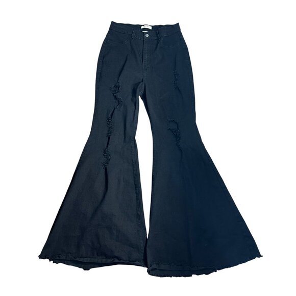 Stylish Black Flared Women's Jeans - Picture 1 of 12